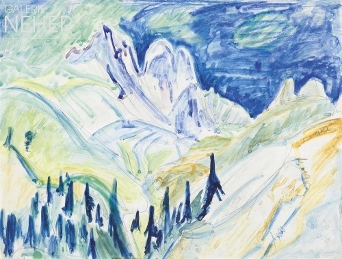 Ernst Ludwig Kirchner, Die Kuhweide der Staffelalp mit dem Sutzibach und den Bergen, (1919)