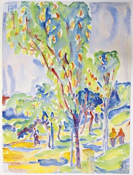 Ernst Ludwig Kirchner, landscape with trees, (1907)
